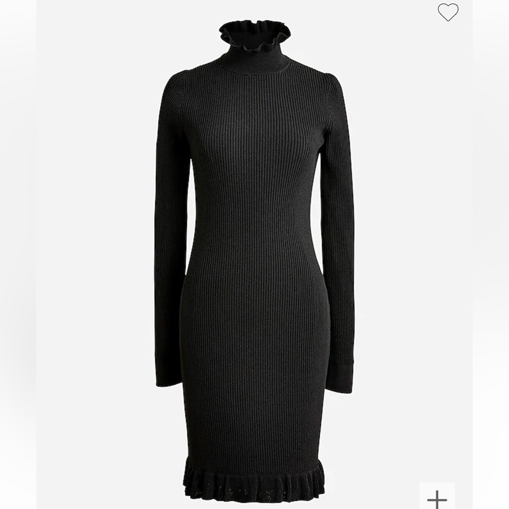 J Crew Supersculpt Ruffle Neck Mini Sweater Dress